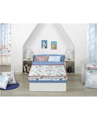 saco nordico mondo viaje infantil azul celeste canete