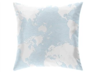 cojin mondo mapa cuadrado estampado mapamundi azul canete